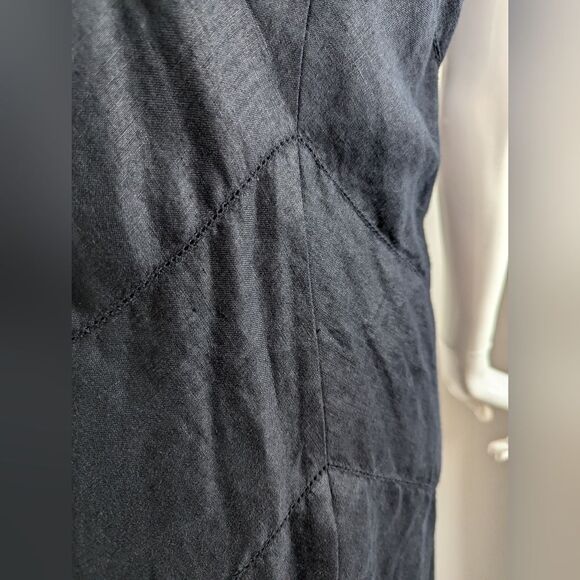 Etam Linen Blend Bias Cut Slip Dress Black Y2K Midi Lined Size S/M - Picture 8 of 8